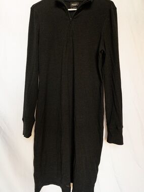 prAna Black Ribbed Long Sleeve Dress | Quarter Zip | Athleisure Mini Dress